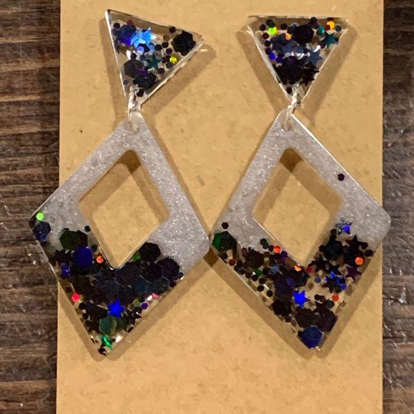 Black and Silver Diamond Dangles