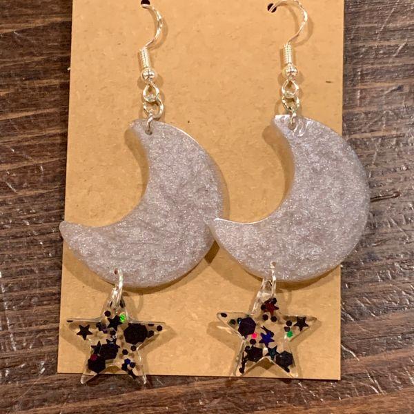 Black and Silver Moon and Stars