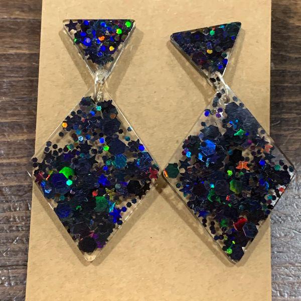 Black Glitter Diamond Dangle