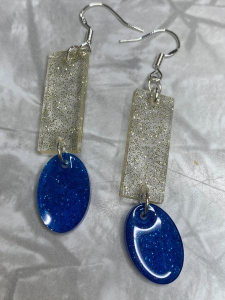Blue and Clear Sparkle Drop Earrings