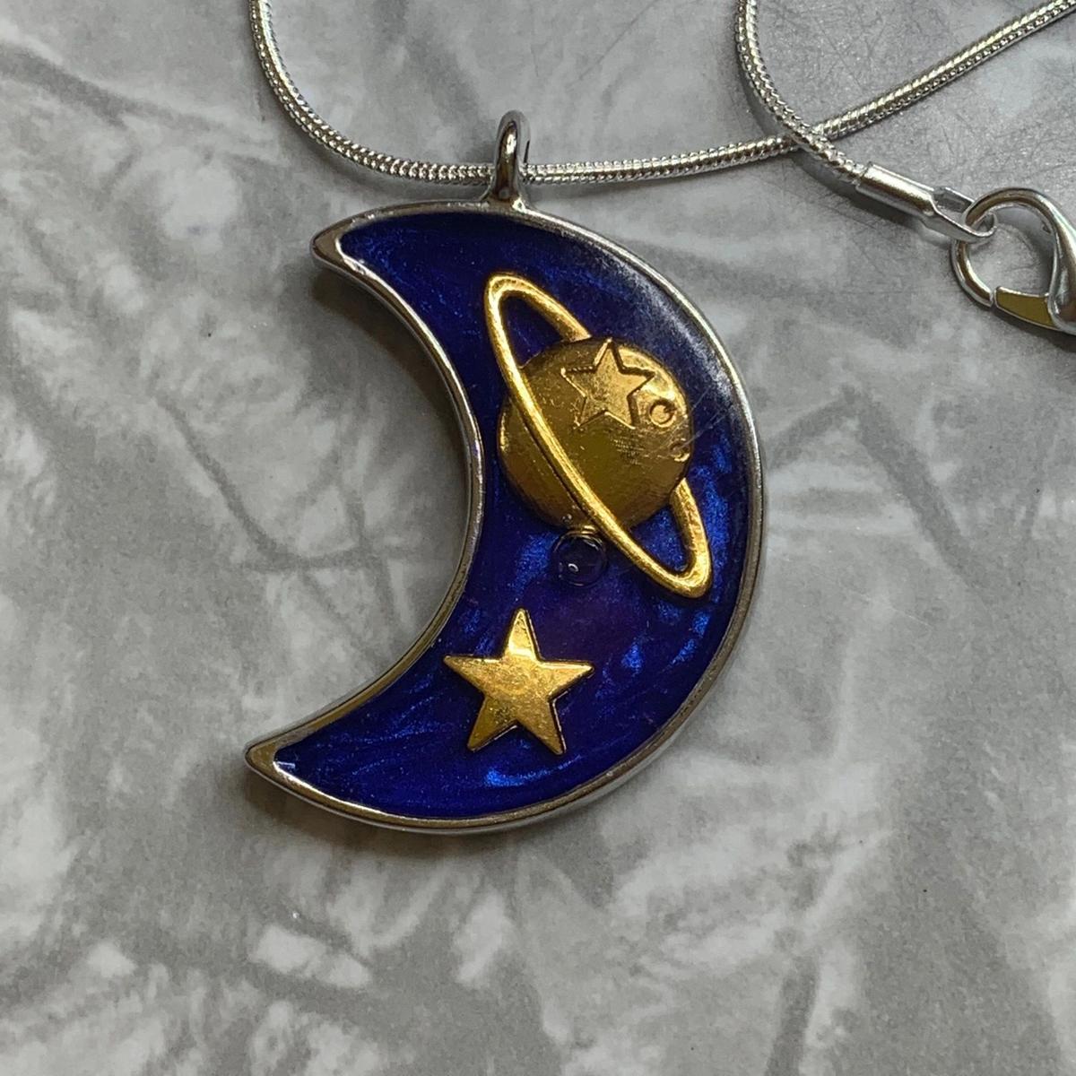 Blue and Gold Moon Necklace