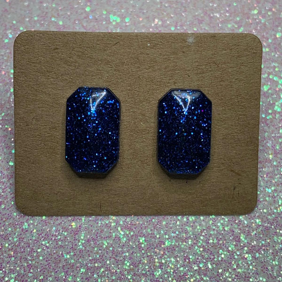 Blue Rectangle Studs