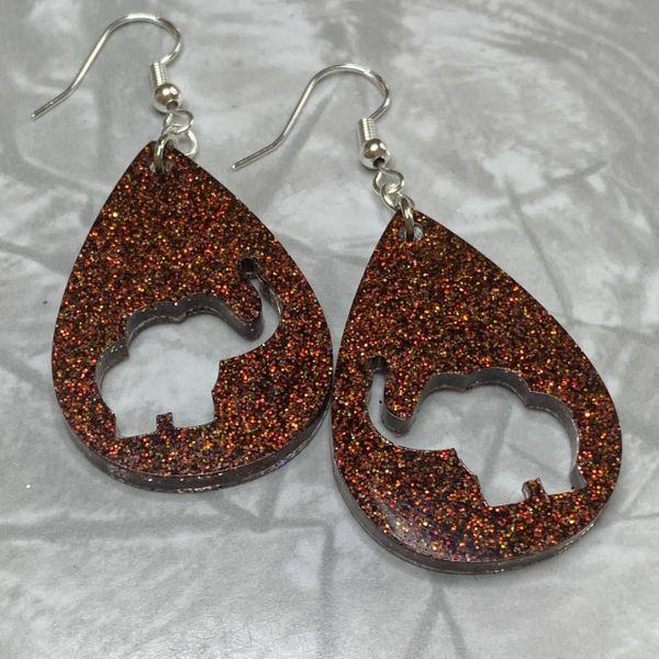Brown Glitter Elephant Earrings