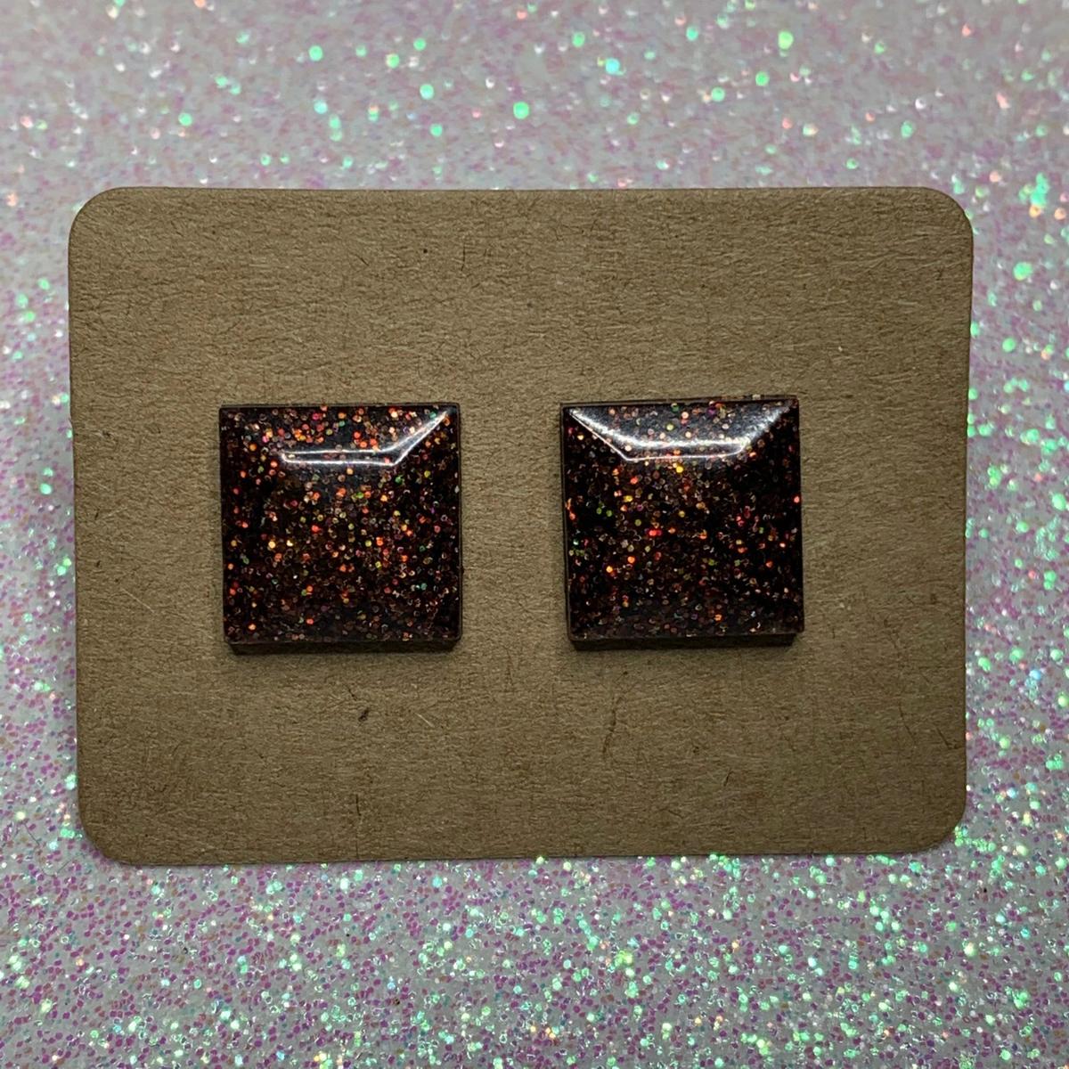 Brown Square Studs