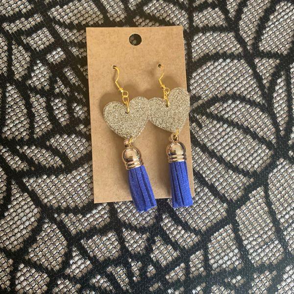 Champagne Hearts with Blue Fringe