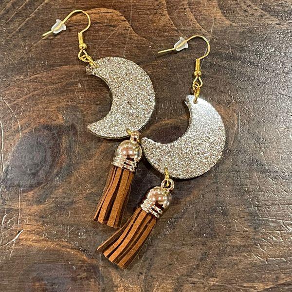 Champagne Moons with Brown Fringe