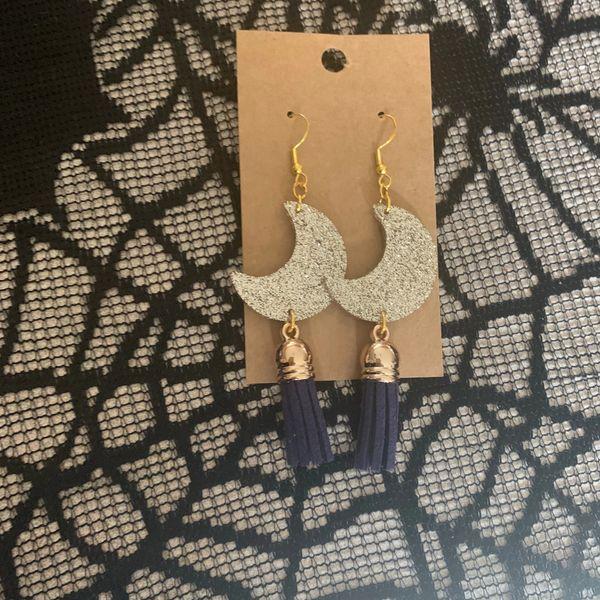 Champagne Moons with Navy Fringe