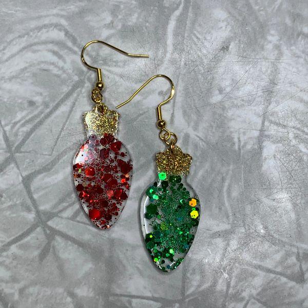 Christmas Light Earrings with Gold