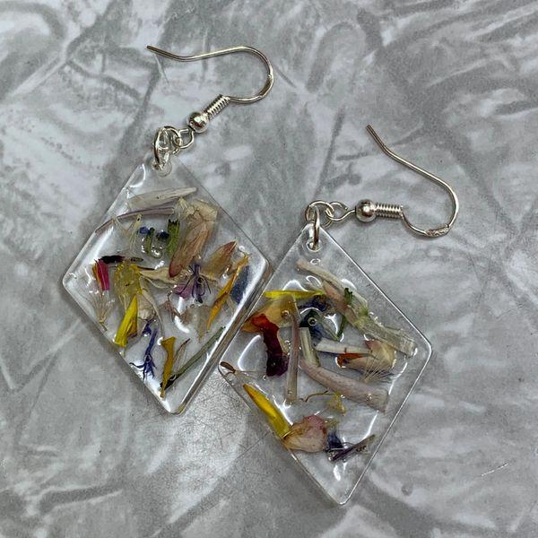 Clear Flower Petal Diamond Earrings