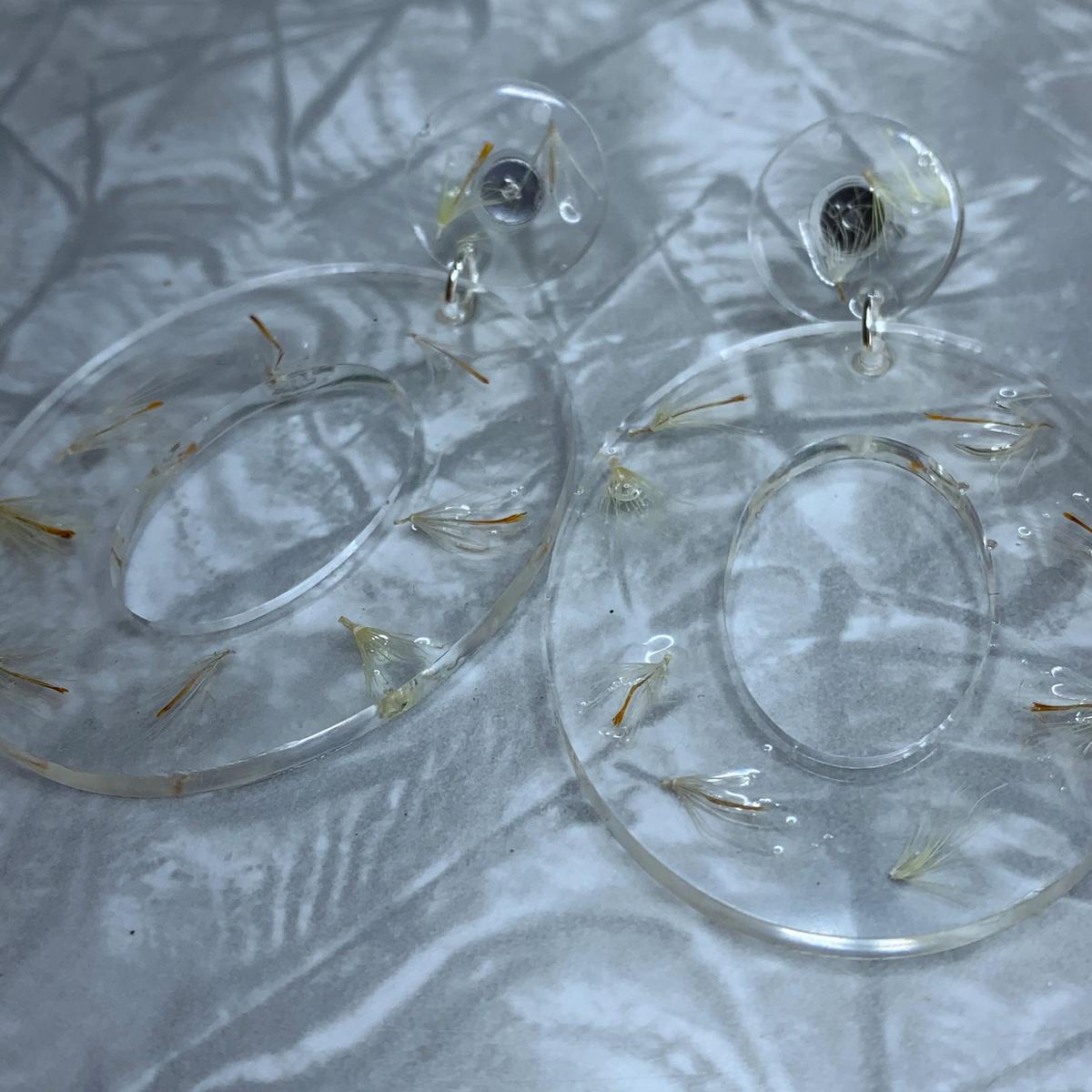 Clear Seed Oval Earrings