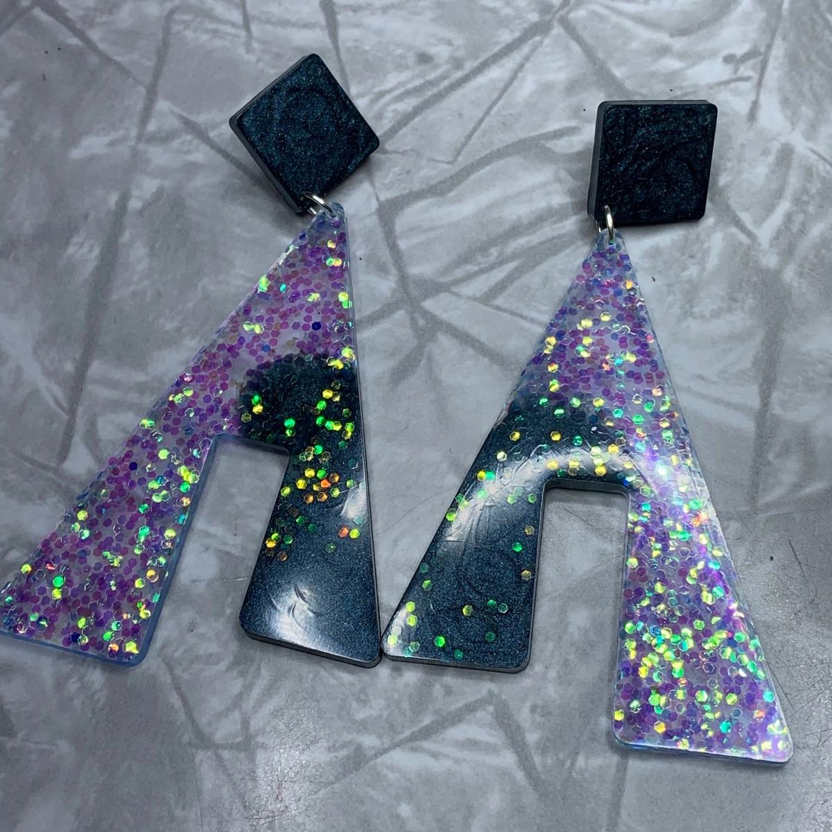 Dark Aquamarine and Mermaid Sparkle A Earrings