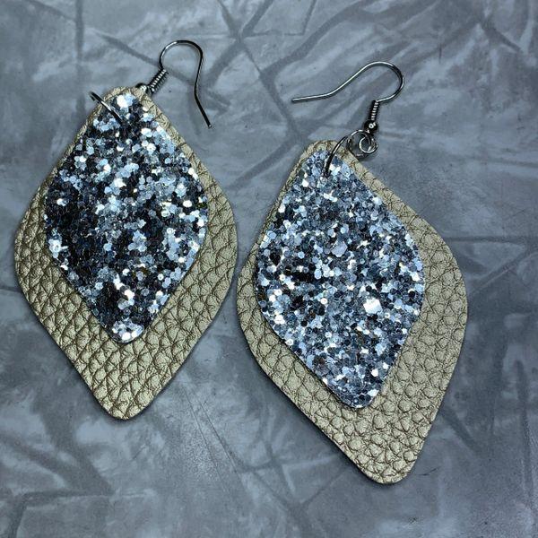 Disco Gold Leather Diamond with Silver Glitter Diamond