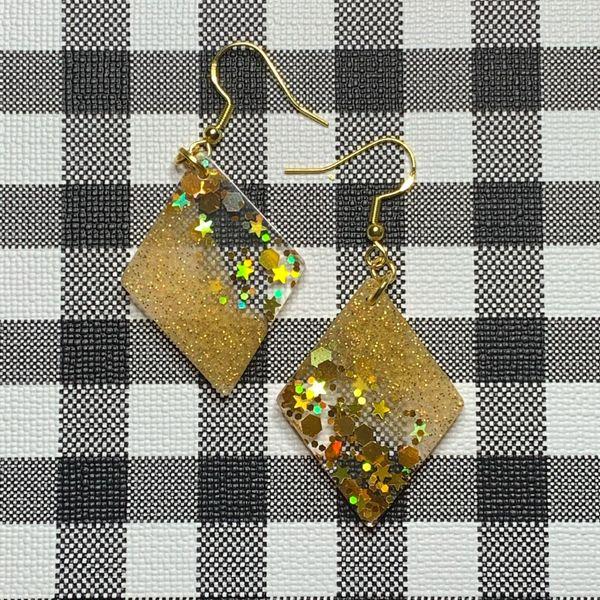 Gold Diamond Contrast Earrings