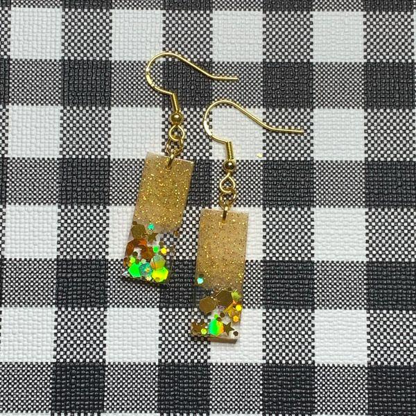 Gold Rectangle Earrings