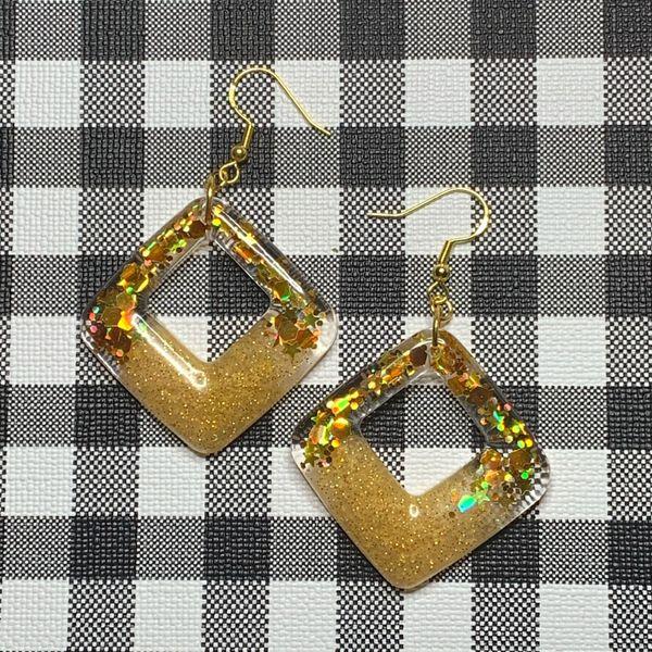 Gold Square Earrings