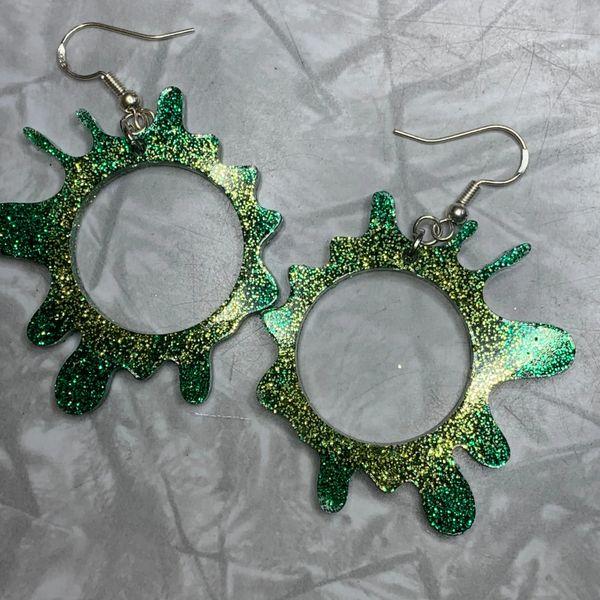 Green Splat Earrings