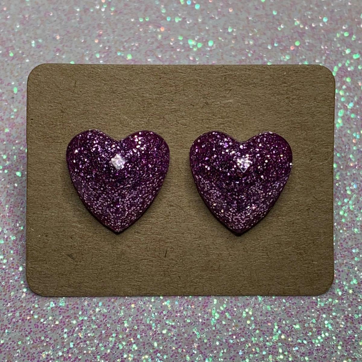 Lavender Heart Studs