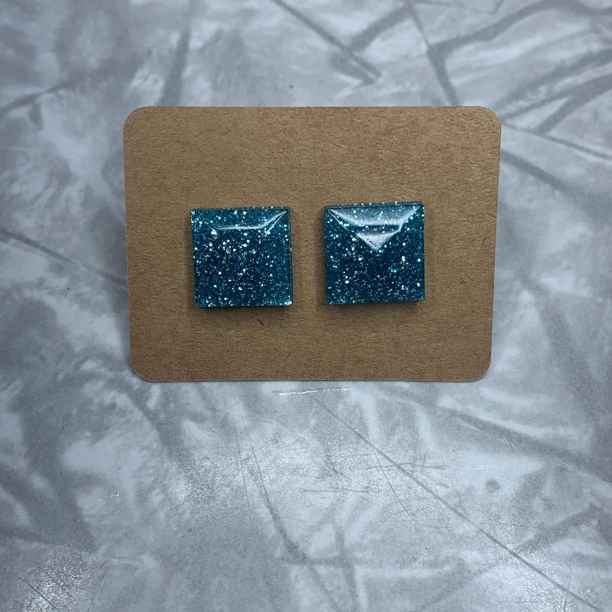 Light Blue Square Studs