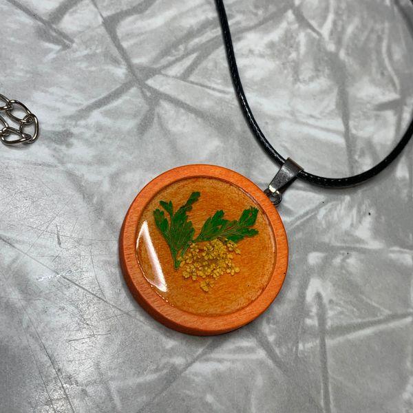 Orange Wood Yellow Flower Necklace