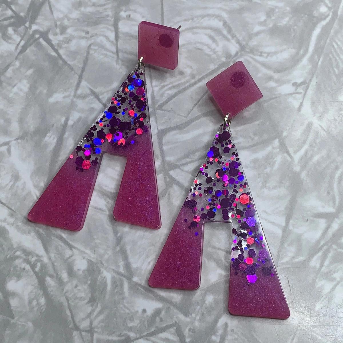 Pink and Purple Sparkle A Earrings