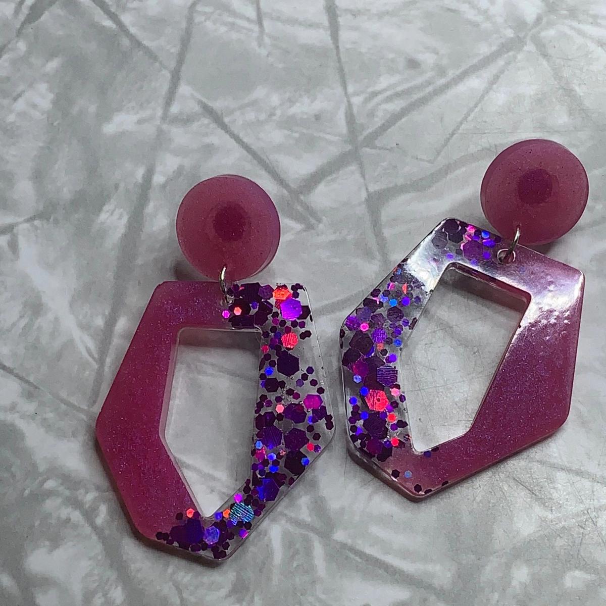 Pink and Purple Sparkle Earrings