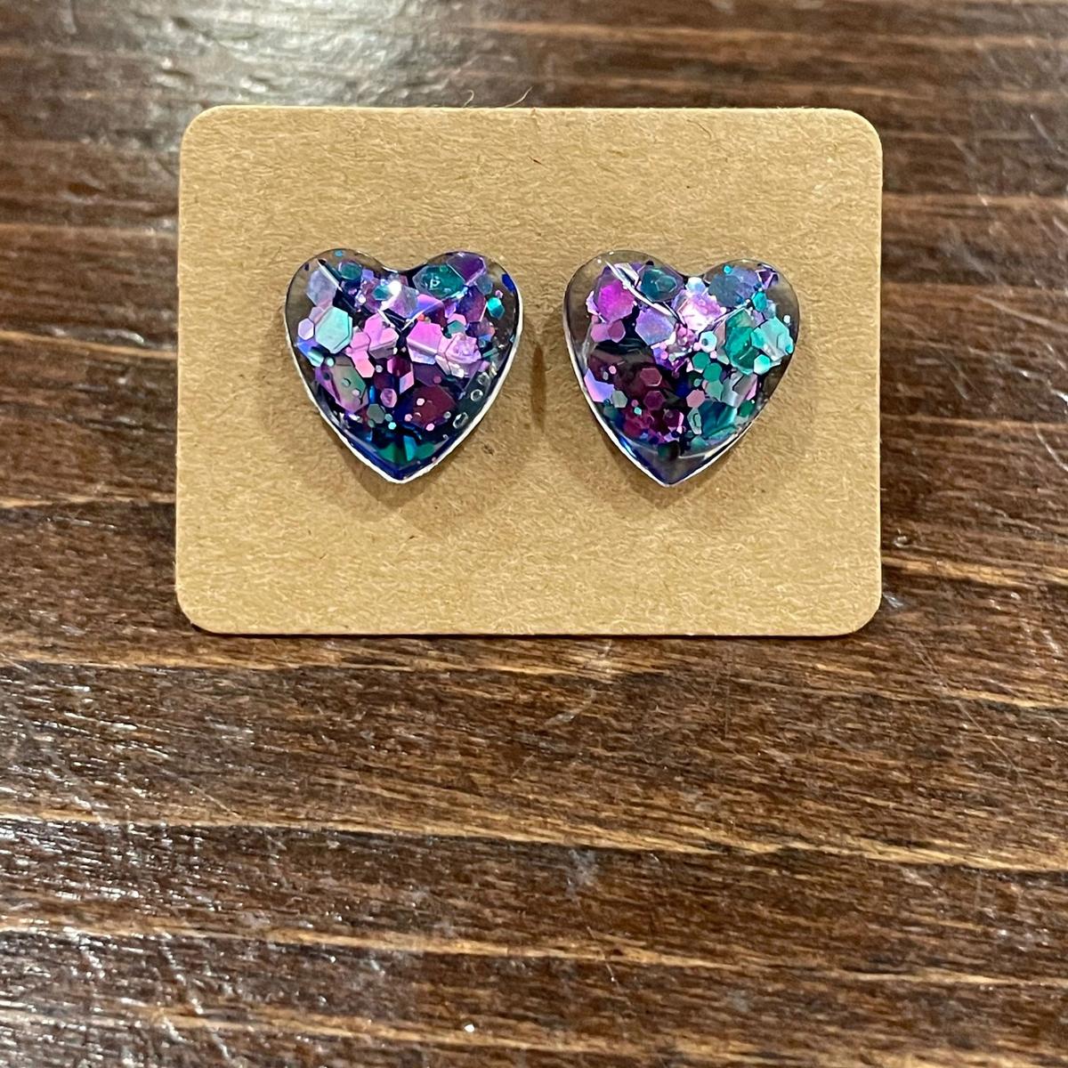 Purple Mermaid Heart Studs