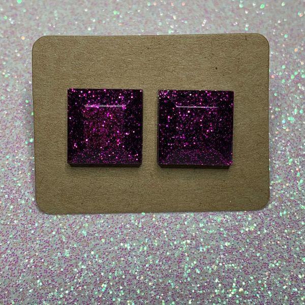 Purple Square Studs