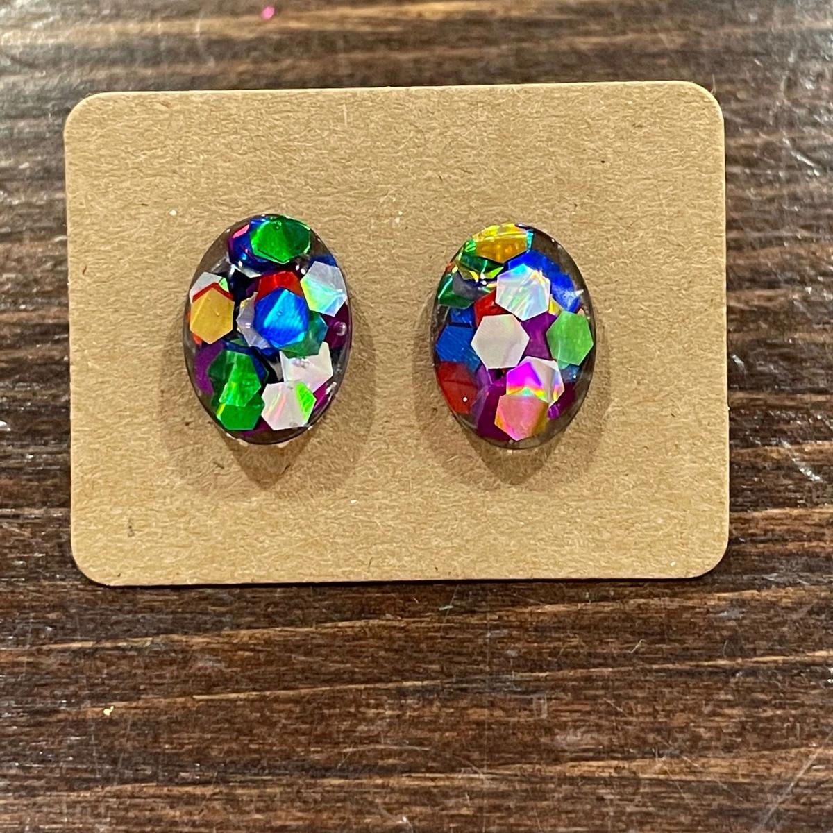 Rainbow Oval Studs