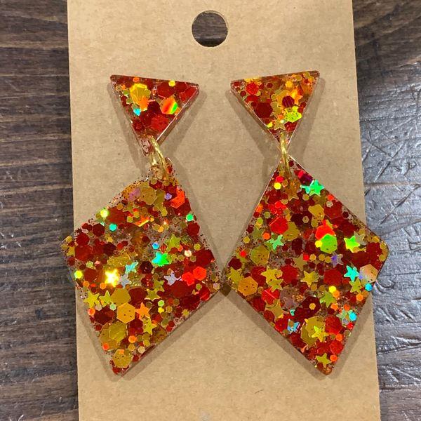 Red and Gold Diamond Dangle