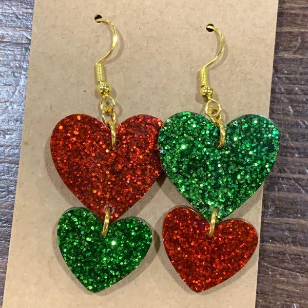 Red and Green Double Hearts