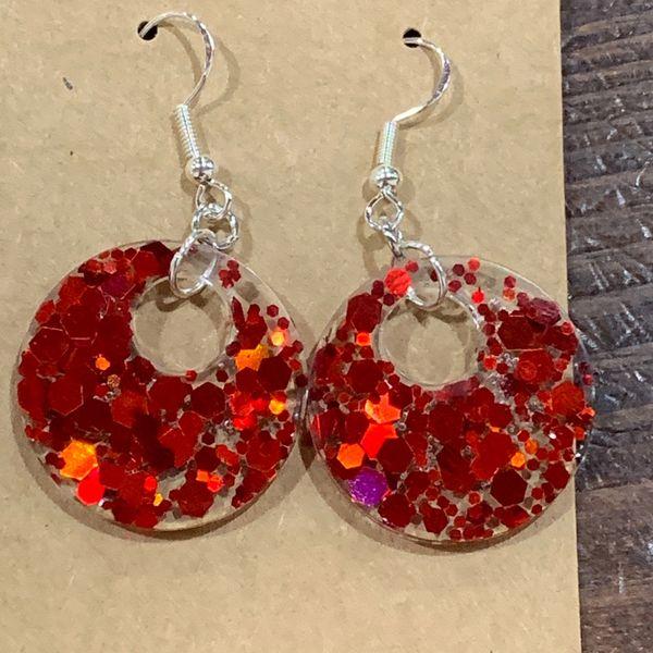 Red Glitter Open Circles