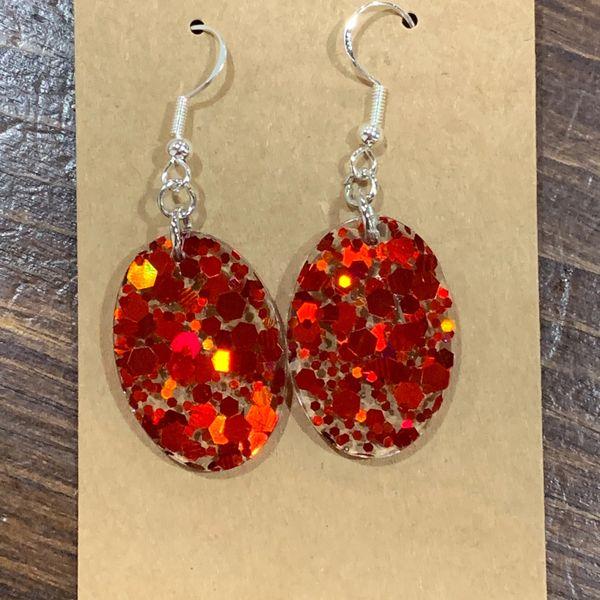 Red Glitter Ovals