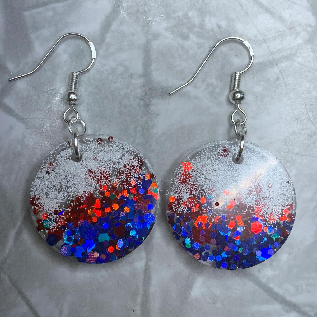 Red, White and Blue Circle Earrings