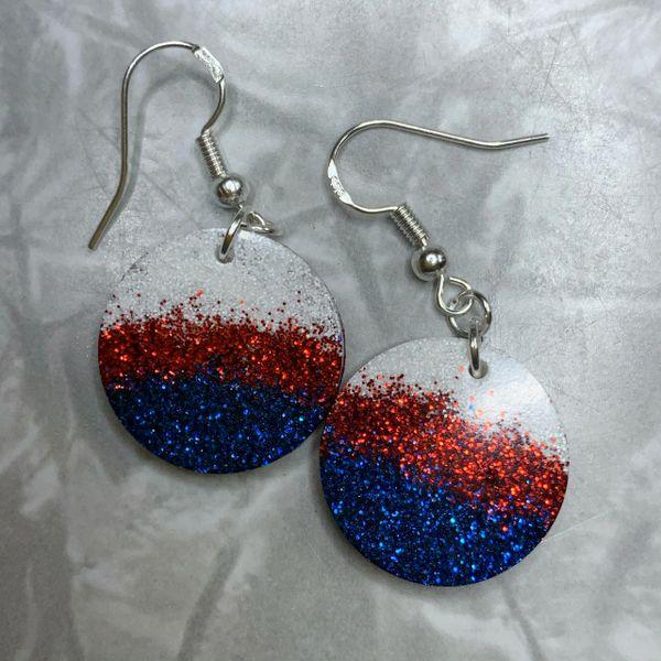 Red, White and Blue Tiny Circle Earrings