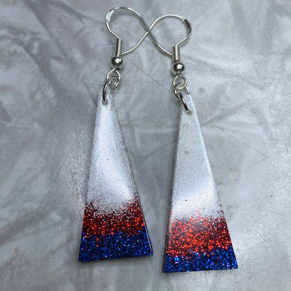 Red, White and Blue Triangle Earrings
