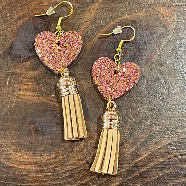 Rose and Gold Hearts with Beige Fringe