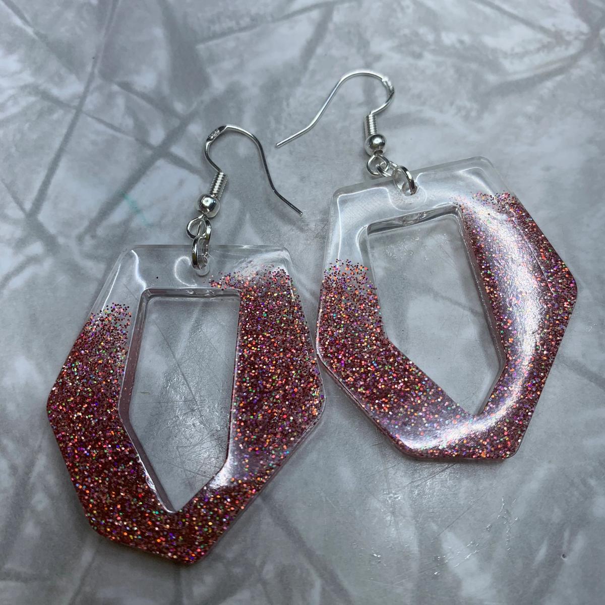 Rose Sparkle Odd Shaped Earrings