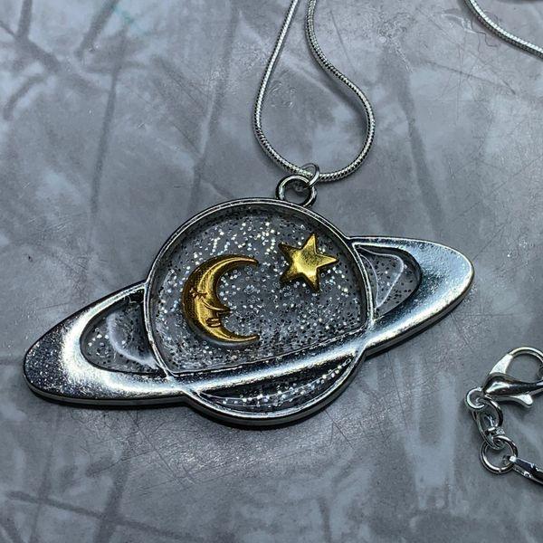 Silver Sparkle Planet Necklace