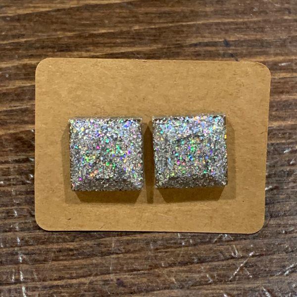 Silver Square Studs