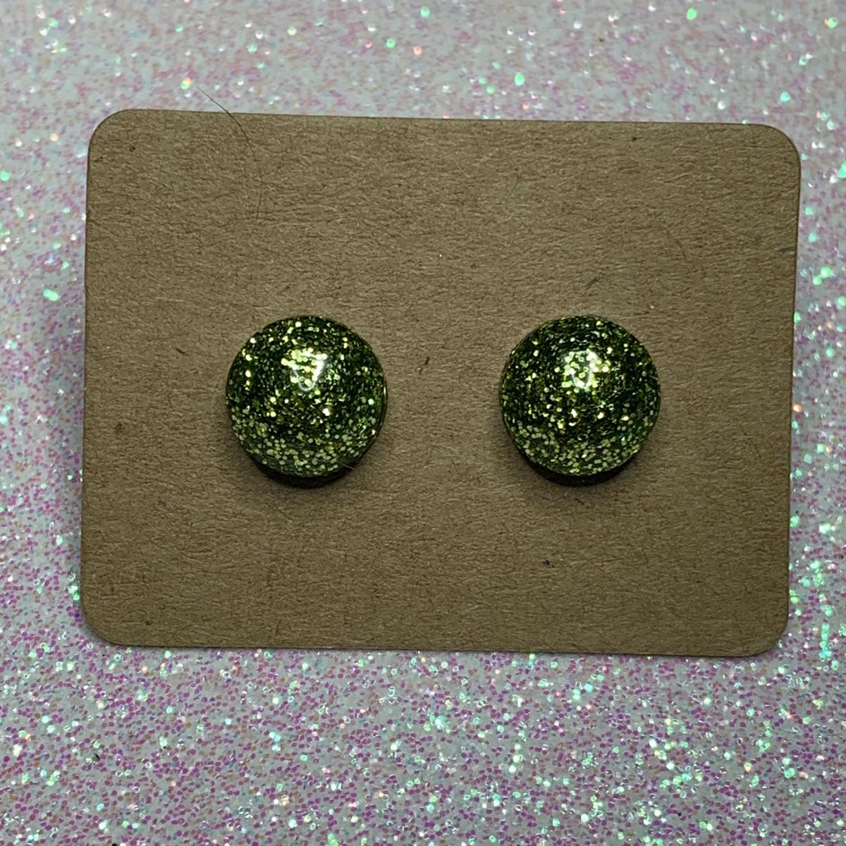 Tiny Chartreuse Circle Studs