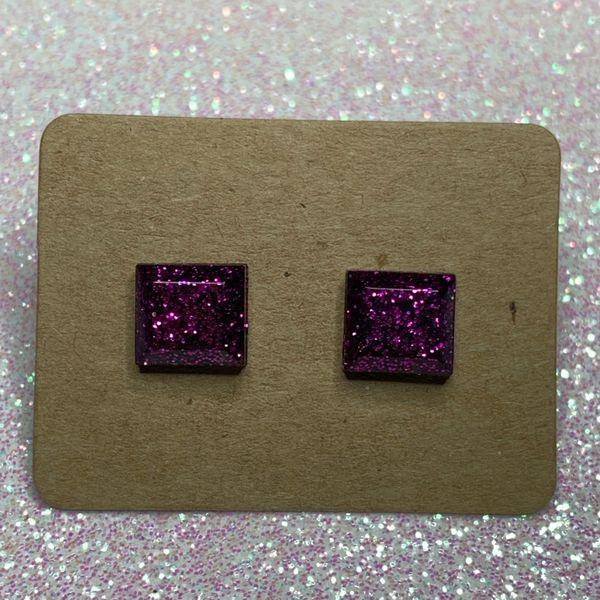 Tiny Square Purple Studs