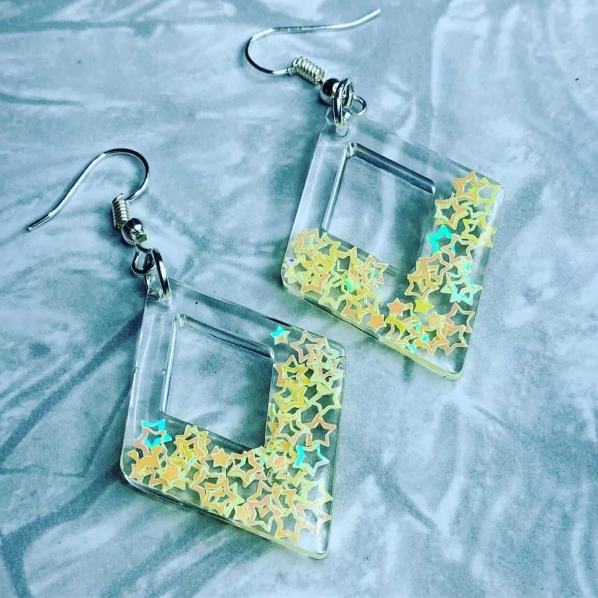 Yellow Diamond Star Sparkle Earrings