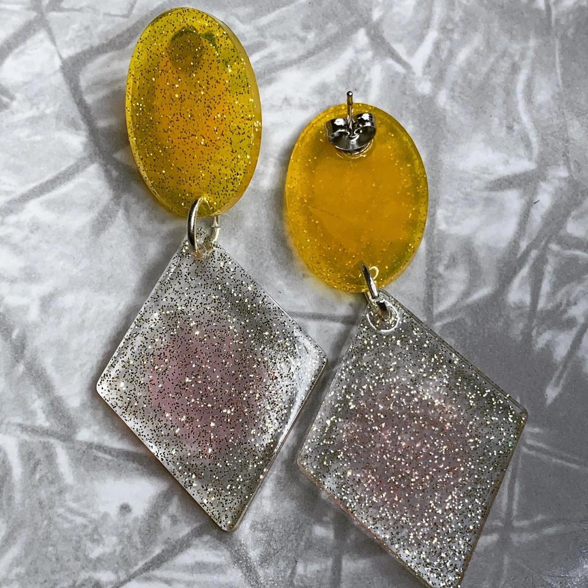 Yellow Oval Pink Diamond Earrings