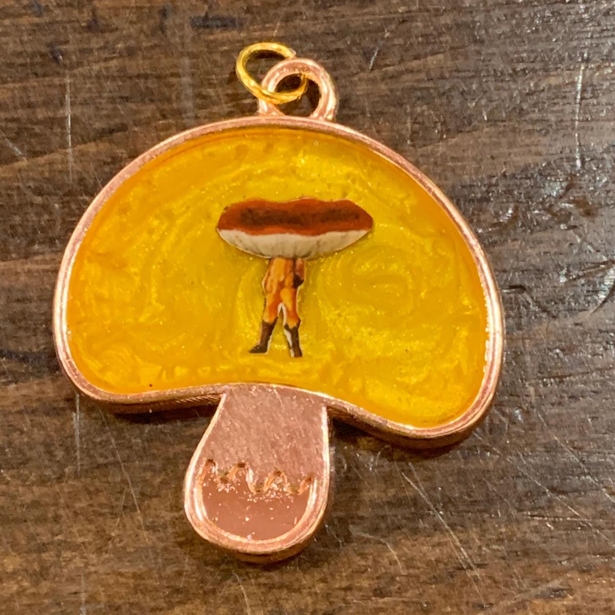 Yellow Rose Gold Mushroom Necklace